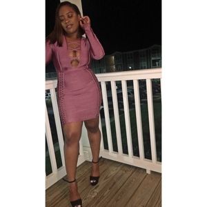 Spandex Mauve Cut-out Dress